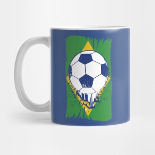 Vintage Brazilian Flag with Football // Retro Brazil Soccer Mug